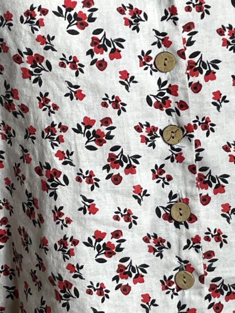 Cynthia Rowley Linen Button Shirt Red Floral Boxy Blouse Top Crop Preppy Wom XS - Picture 2 of 8